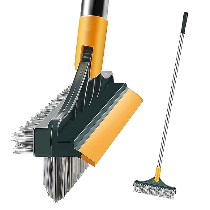 3 in 1 Floor Cleaning Broom Brush Rotating Tile Glass Wiper Scrubber